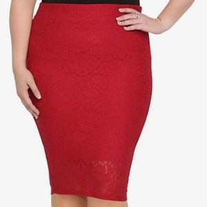 Torrid Red Lace Medi Skirt